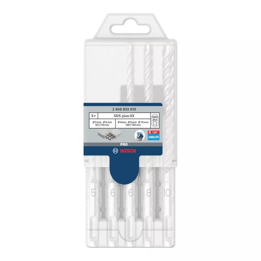 Assortiment 5 forêts à béton PRO SDS plus-5X BOSCH réf. 2 608 833 910